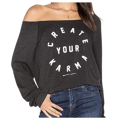 Spiritual Gangster Create Your Karma Sweatshirt Sweater Women’s XS Gray/Black - Image 1 of 4