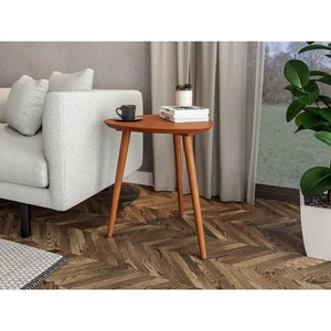 Camaflexi Mid Century 20.7 in Castahno Triangular Solid Wood End Table - Picture 1 of 7