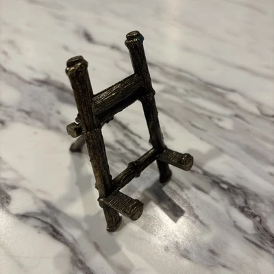 Miniature Brass Easel Antique Italy Decorative Display Stand 3" x 1.75" Picture - Image 1 of 4