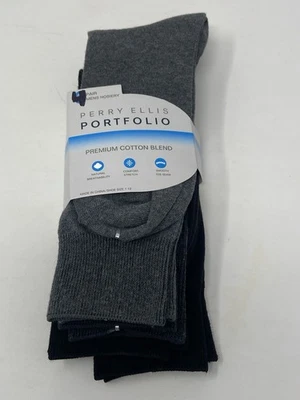 Perry Ellis 4 pares de calcetines de vestir portafolio para hombre superiores suaves de lujo negros/grises Foto 1 de 4