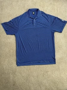 FootJoy Golfshirt Herren XL Polo blau weiß gestreift Stretch Strick sportlich FJ - Bild 1 von 6