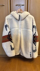 PENDLETON Fleece Jacket Hooded Native pattern Size M Ivory  - Picture 1 of 3