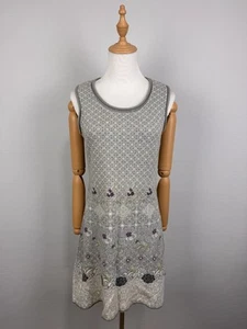 DUNQUE Multicolor Sleeveless Round Neck 100% Organic Cotton Knit Dress Sz XS - Picture 1 of 20