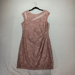 Scarlett Dress Women Sz 16 Lace Overlay Sheer Cut Out Sequin Sheath Eveningwear - Picture 1 of 11