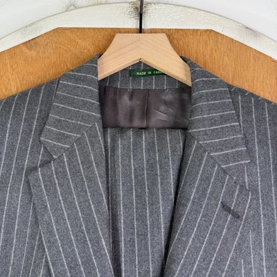 Traje Lauren Ralph Lauren Para Hombres 42L Gris Tiza Franela Lana Pantalones 36x30 Plisado Foto 1 de 4