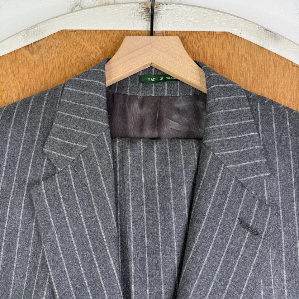 Lauren Ralph Lauren Suit Mens 42L Gray Chalkline Flannel Wool Pants 36x30 Pleat - Image 1 of 4