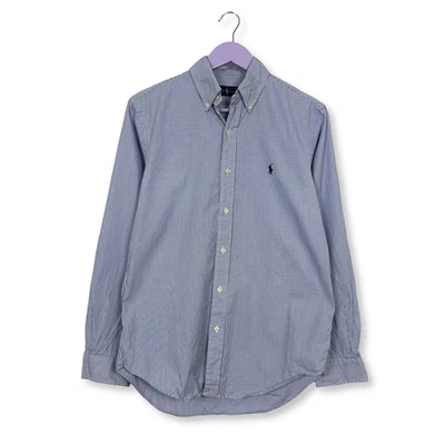 Camicia Ralph Lauren a righe blu e bianca in cotone - Taglia S/M uomo - Immagine 1 di 4