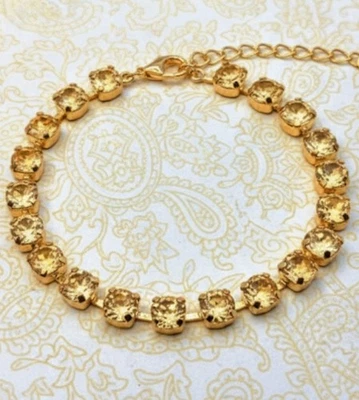Natural Yellow Citrine 10.5  Total Carats In Classic Gold Plated Tennis Bracelet - Image 1 of 4