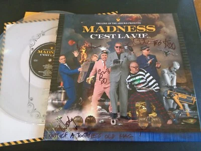 MADNESS THEATRE OF THE ABSURD CLEAR LP PERSONALLY SIGNED BY ALL SIX WITH LYRICS - Image 1 of 4