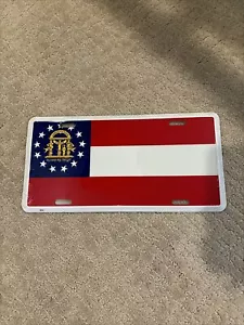 NOS Georgia State Flag Metal License Plate New VINTAGE rare Aluminum - Picture 1 of 3