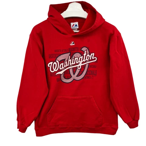 Majestic threads Washington Nationals Pullover Spellout Hoodie Size Small Red Cover