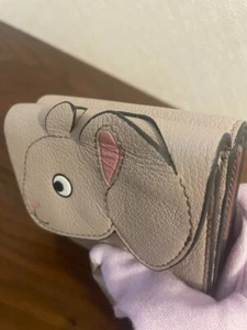 ANYA HINDMARCH Rabbit Mini Trifold Wallet Mini Wallet Beige Leather Used JP!!!!! - Picture 1 of 10