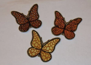Set of 3 "Animal Print Butterflies" Iron-On Embroidered Patches- Tiger, Leopard - Picture 1 of 4
