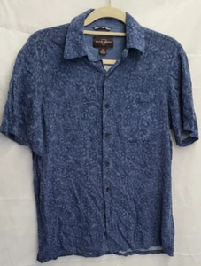 Black Brown 1826 Size S Rayon Shirt button up short sleeved Blue - Picture 1 of 7
