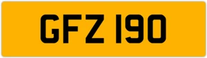 GFZ 190 G 3x3 DATELESS PRIVATE NUMBER PLATE GAZ GAV GEO GUS GUY GRACE GEM GED GS - Picture 1 of 1