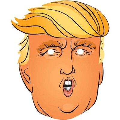 Maschera viso Donald Trump cartone animato celebrità card - pronta da indossare - abito fantasia - Immagine 1 di 3