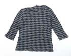 Phase Eight Damen-T-Shirt blau geometrisch Baumwolle Basic Größe 14 Rundhalsausschnitt