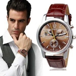 Para hombre: Reloj deportivo taquímetro de diseño cronógrafo con correa de cuero de cocodrilo - Imagen 1 de 3