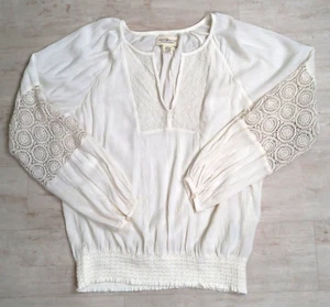 Top Ralph Lauren Denim & Supply para mujer Lg crema ganchillo inserciones Boho CottageCore - Imagen 1 de 13