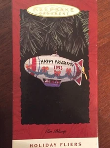Hallmark Keepsake Ornament Tin Dirigibile 1993 Collezione Holiday Fliers - Foto 1 di 12