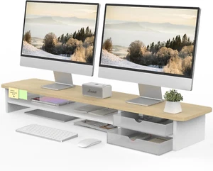 Support de Moniteur, Double Moniteur Riser, 42,5 Pouces Grand Bureau Ordinateur Moniteur Support - Photo 1/12