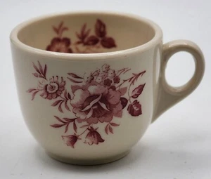 Shenango Restaurant Ware Coffee Cup Pattern SHO24 Cream Pink Flowers and Leaves - Picture 1 of 9