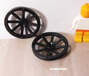 LEGO Wagon Wheel Dark Pearl Gray Lot of 2 Western Decor Old West Saloon Tie Out - Picture 1 of 2