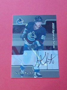 2002-03 In The Game Signature Series Auto #205 Justin Kurtz Vancouver Canucks 