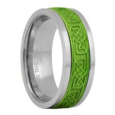 Green Celtic Spinner Ring Norse Anti Anxiety Viking Handfasting Wedding Band