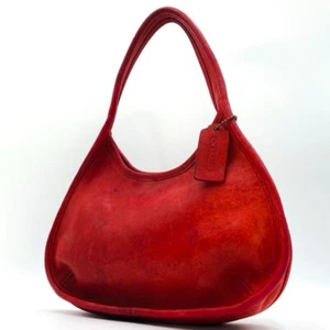 Old Coach Shoulder Bag One-shoulder Bag Ergo Leather Red 9027 Used 2503M - Picture 1 of 10
