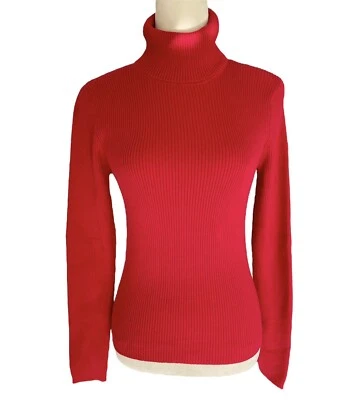 Suéter Preppy Moda International Mujer Algodón Acanalado Cuello Alto Talla M Rojo  Foto 1 de 3