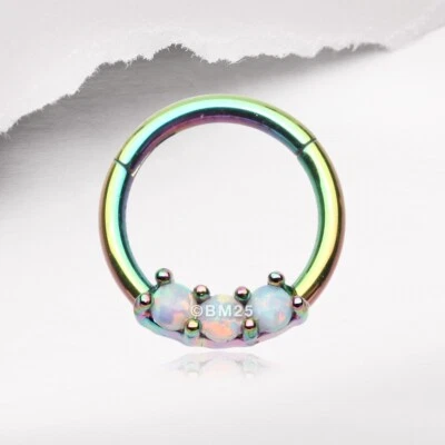 Anillo Clicker Brillante Ópalo de Fuego Brillo Sin Costuras Foto 1 de 4