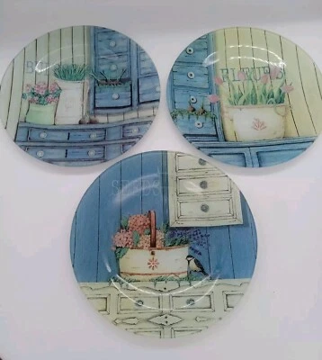Jo Moulton Juego de 3 Platos Decorativos Vidrio Jardinería SEMILLAS BULBOS FLORES Diseño Foto 1 de 4