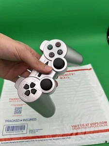 Wireless Controller For PS3 With Cool Silver Custom Design + Charger Included - Picture 1 of 8