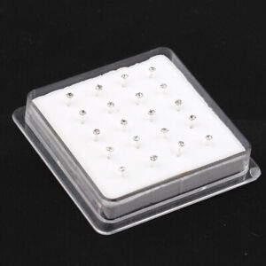 Wholesale Lots 20 Pcs Clear Crystal Bar Bone Rings 925 Solid Silver Nose Stud