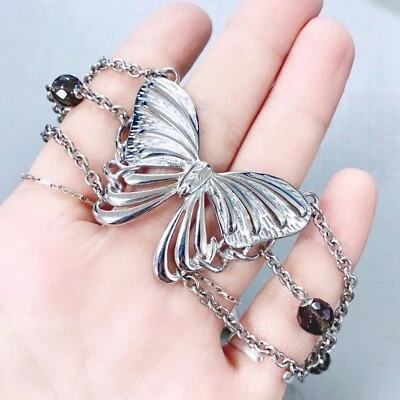 Pulsera Mariposa Acero Inoxidable Cuentas Cuarzo Ahumado, Elegante Diseño Por Controse Foto 1 de 4