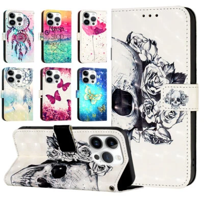 Phone Cover for iPhone 16 Plus 16 Pro Max 16 SE4 3D Painting Pattern Wallet Case - Image 1 of 4