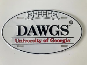 Vintage DAWGS University of Georgia Oval Booster License Plate - Bulldogs - Picture 1 of 4