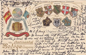 AK Werbung CONTINENTAL BODEGA CO Weinfässer Schilde Fahnen 1904 UDB - Bild 1 von 2