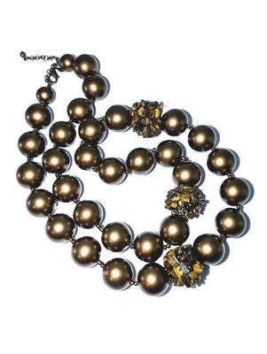 Collar Chico's Grande Bronce Cobre Ojo de Tigre Cuentas Distintivo Foto 1 de 4