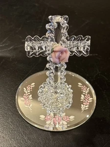 Glass Baron Crystal “Cross” Pink Rose P2-848 - Picture 1 of 3