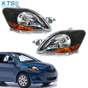 For Toyota Yaris 07 11 Sedan Black Headlights Lamps Replacement 2007-2011 SET - Picture 1 of 12