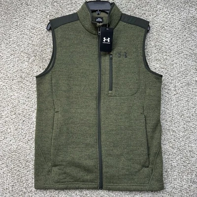 Under Armour Specialist Fleece Vest Men's Small Green Full Zio Pockets Golf New - Image 1 of 4