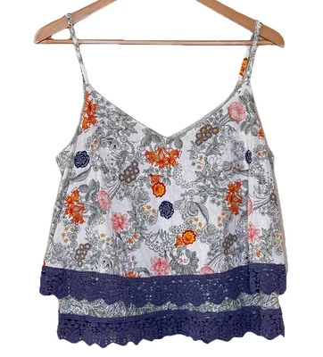 Camiseta sin mangas Anthropologie Floreat Mariella Cami para mujer talla L festival de ganchillo en niveles Foto 1 de 4