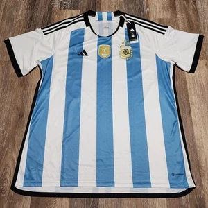 Adidas Men’s Argentina 22 Winners Home Jersey Size XXL 2XL White Light Blue NWT - Picture 1 of 13