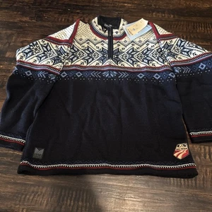 DALE OF NORWAY blau Schneeflocken 1/4 Zip Strick Ski Pullover Größe M - Bild 1 von 8
