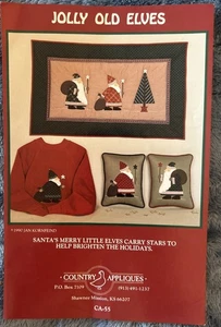 1990 Vtg Jolly Old Elves Christmas Holiday Seasonal Applique Block Pattern - Picture 1 of 2