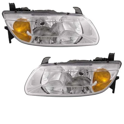 For 00-02 Saturn L-Series Sedan/Wagon Front Headlight Headlamp w/Bulb PAIR SET - Изображение 1 из 4