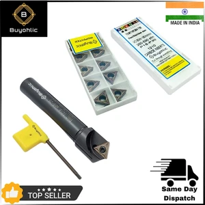 Herramienta de bisel indexable 60° 120 mm con 10 insertos de carburo de repuesto - Imagen 1 de 11