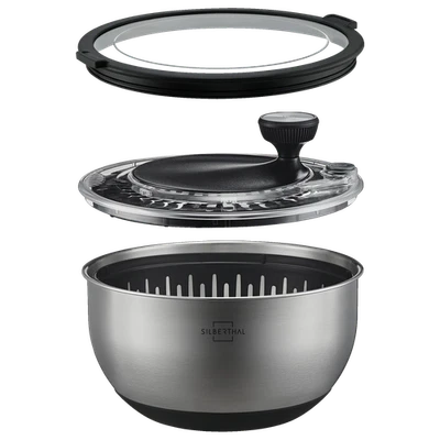 Salatschleuder Edelstahl mit Deckel - Bild 1 von 4